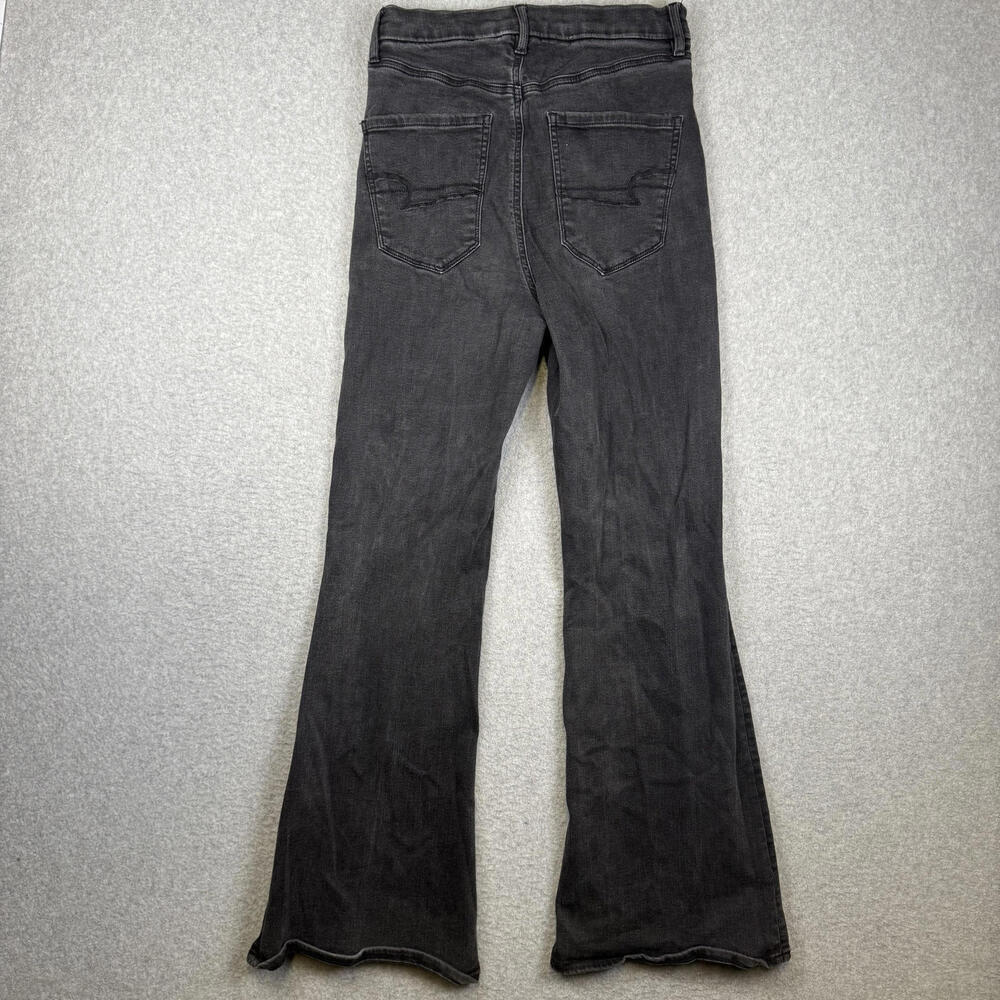 American Eagle Women's Size 6 Black Button Fly Next Level Stretch Wide Leg Jeans - Picture 8 of 9